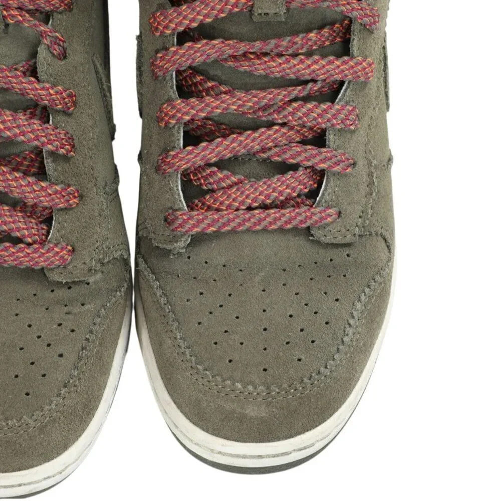 Nike Dunk Sky Hi Medium Olive Green Suede Sneakers Wedge Heelm Womens Size 8 NWB